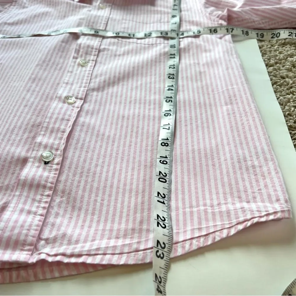 Children’s Place Girls Cotton Pink White Striped Button Down Blouse